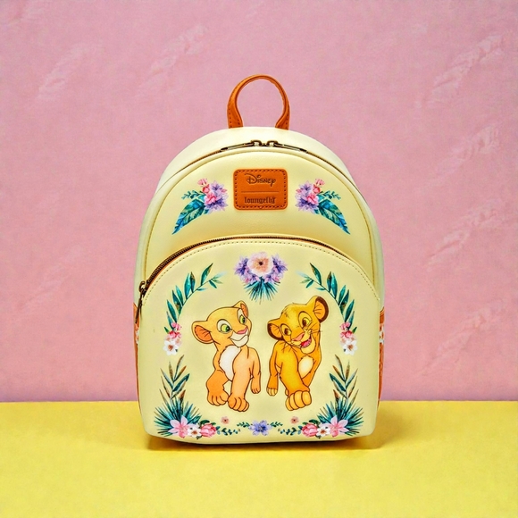 Loungefly Disney Lion King Simba & Nala Floral Mini Backpack,Wallet,Mirror&PEN! - Picture 5 of 17
